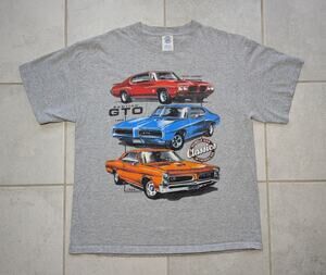 Pontiac Classic Muscle Cars GTO 60s & 70s Men's Large Gray Short Sleeve T-Shirt